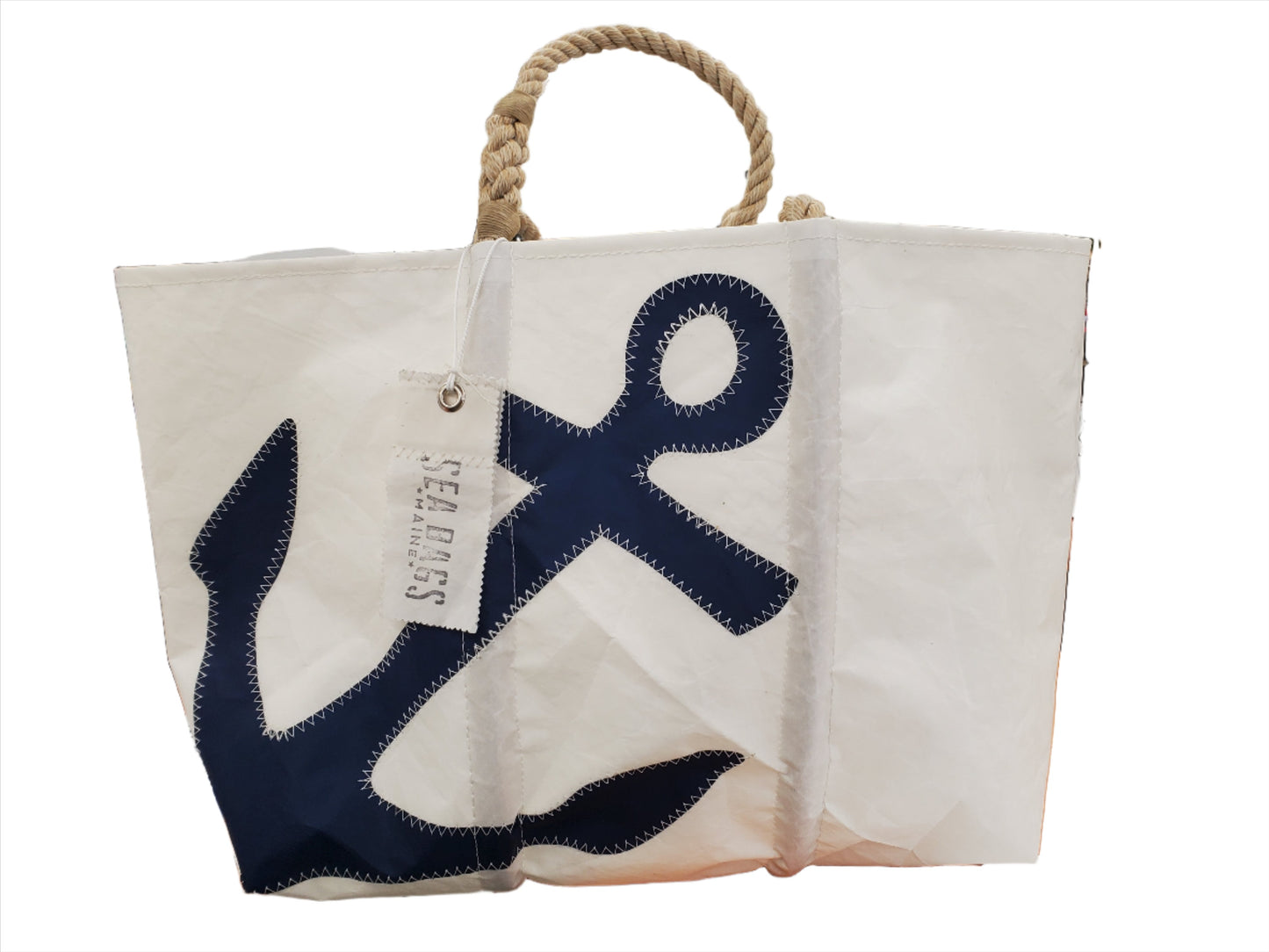 Seabag - White Tote with Blue Anchor