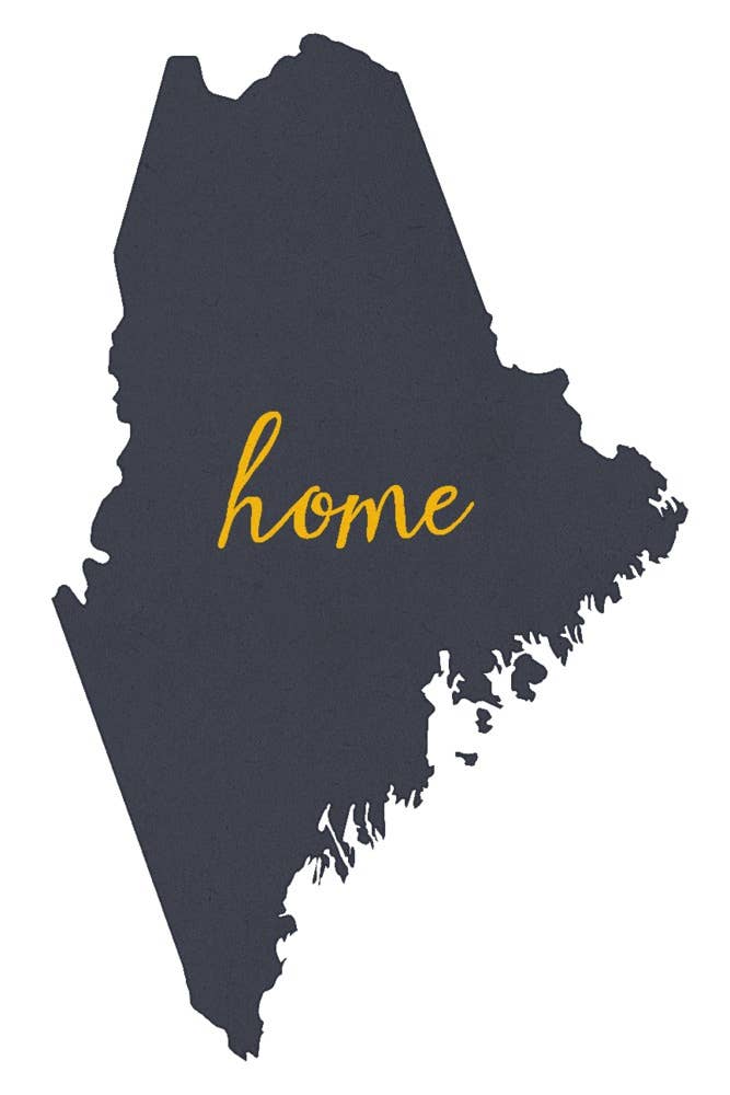 Towel - Organic Tea Towel - Maine - Home State, Gray on White