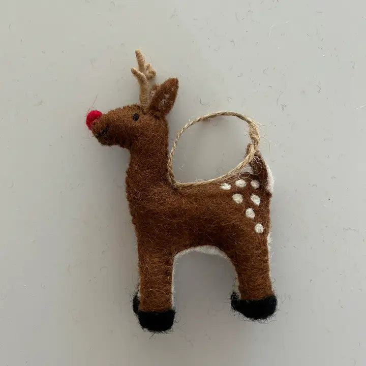 Ornament - Felt - Red Nose Doe