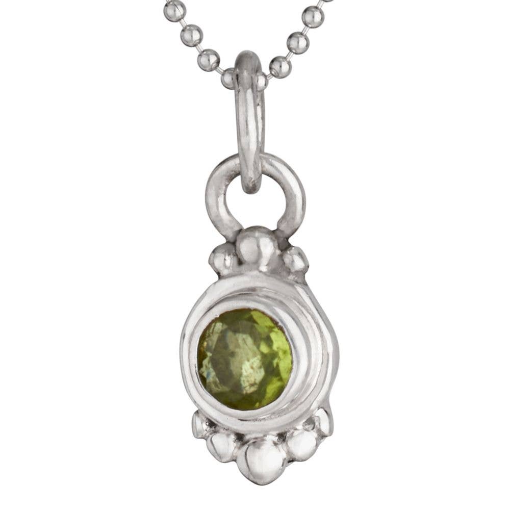 August Birthstone Peridot Sterling Silver Necklace