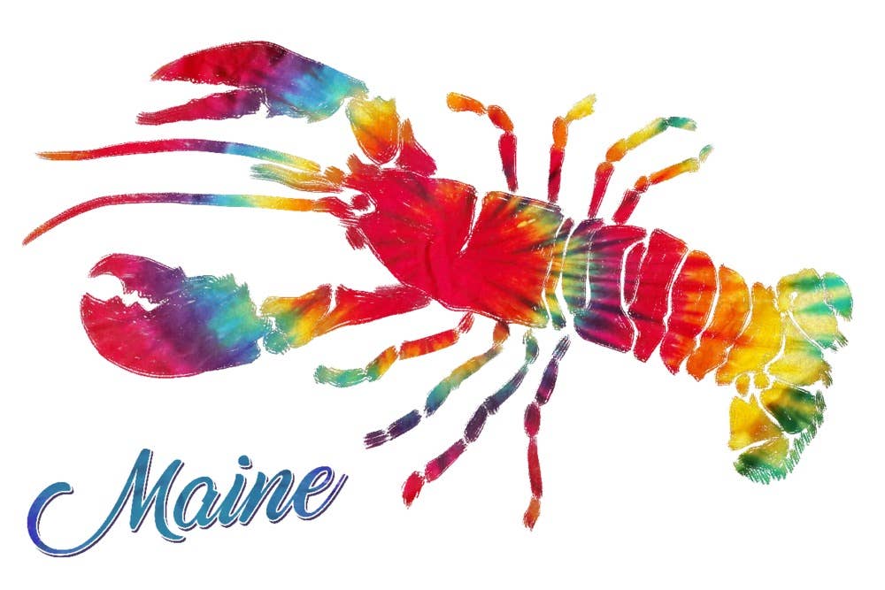 Towel - Organic Tea Towel - Maine - Lobster, Tie Dye