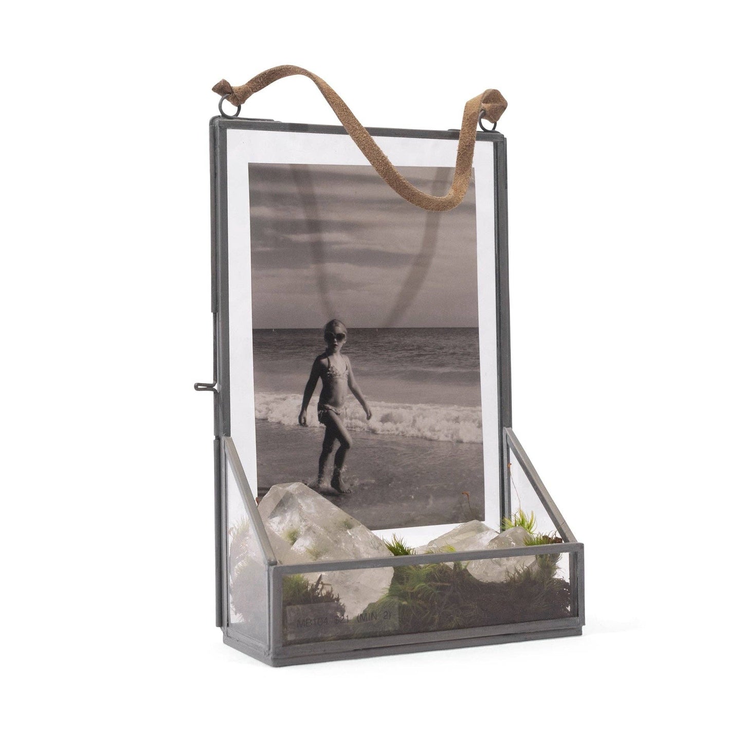 Hanging Glass and Zinc Memory Frame - 8" x 5" x 2"