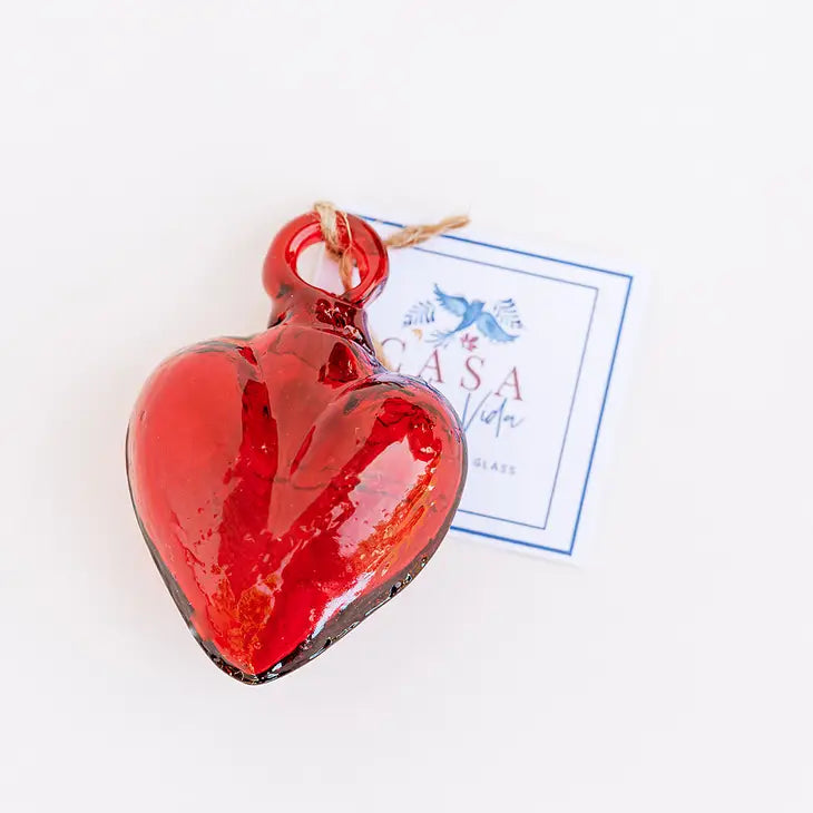 Casa Bella Vida - Blown Glass Heart -Red- Mini