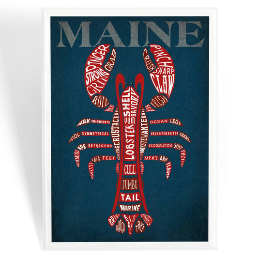 Magnet - Maine - Red Lobster Typography