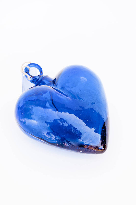 Blown Glass Heart - Cobalt Blue - Small