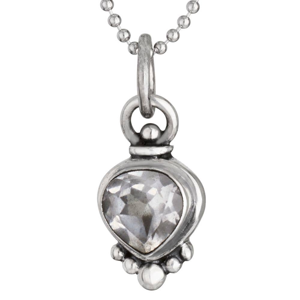 April Birthstone White Topaz Sterling Silver Necklace