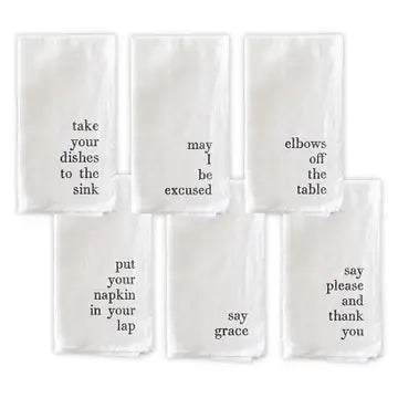 Napkins - Embroidered - Elbows off the Table