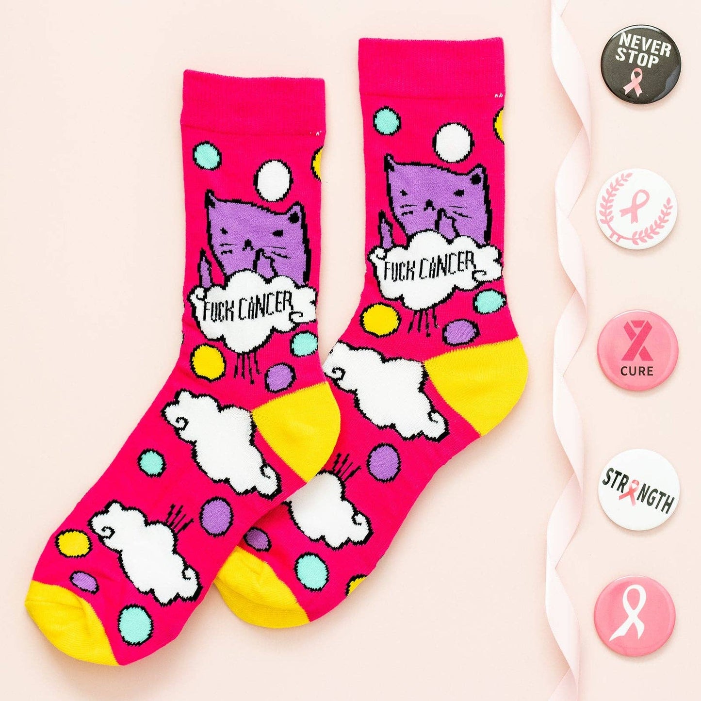 Lavley - Bad Kitty "F%ck Cancer" Socks
