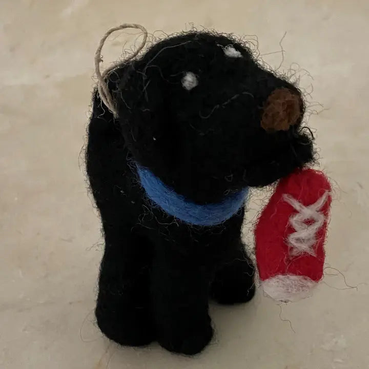 Ornament - Felt - Black Lab w Red