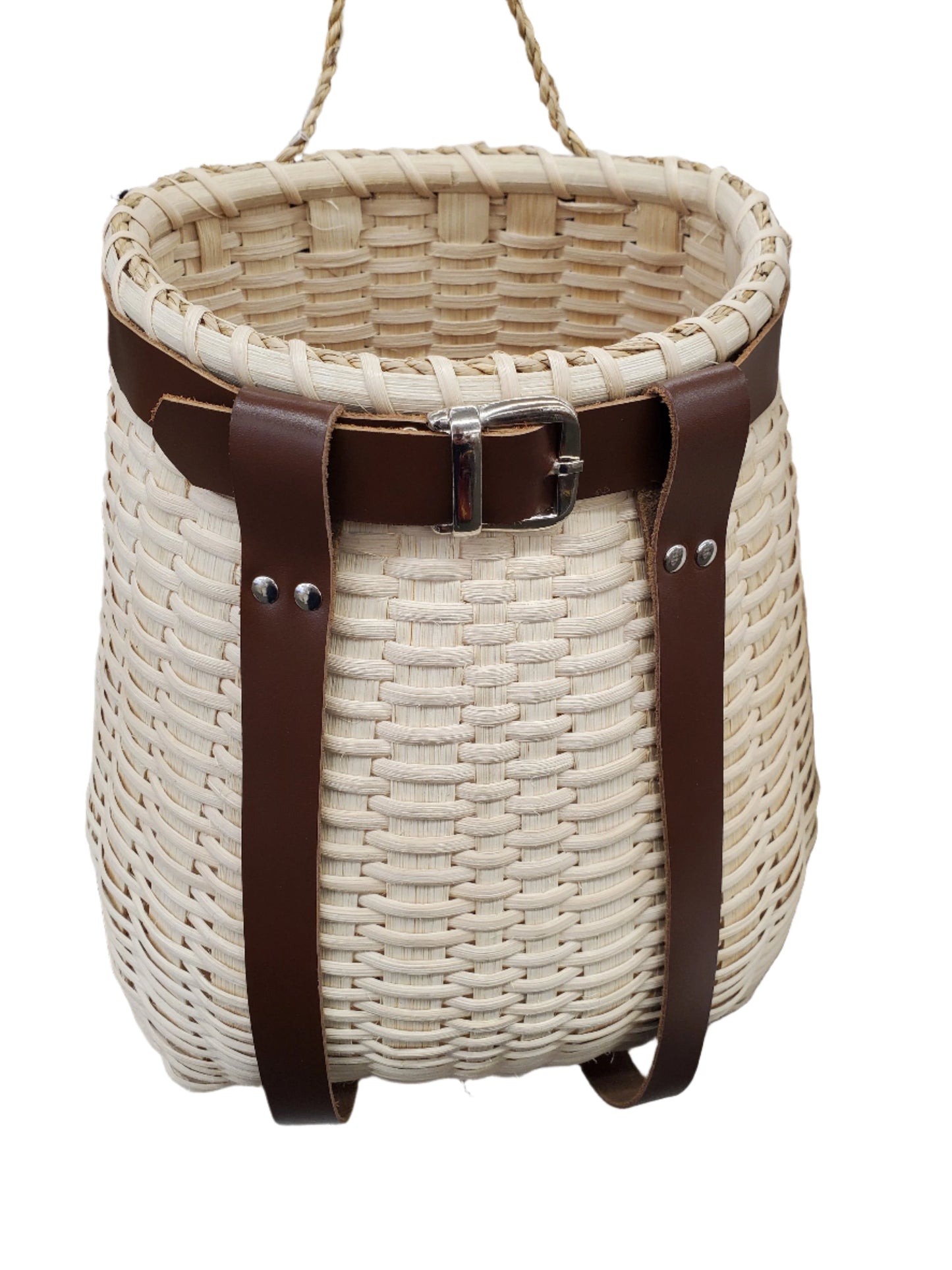 Handmade Basket - #312 - Backpack w/ Brown Leather belt