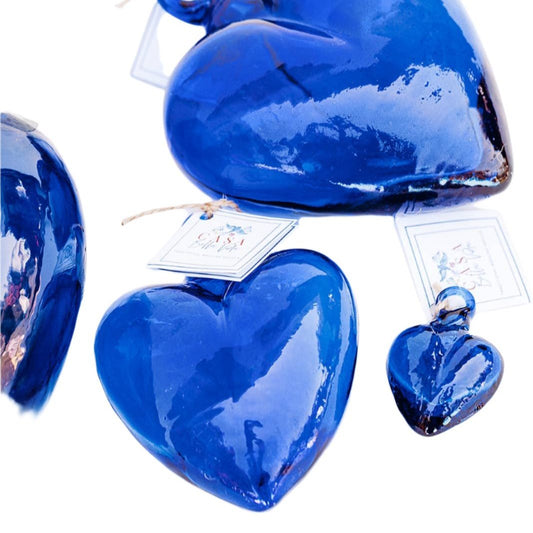 Blown Glass Heart - Cobalt Blue - Medium