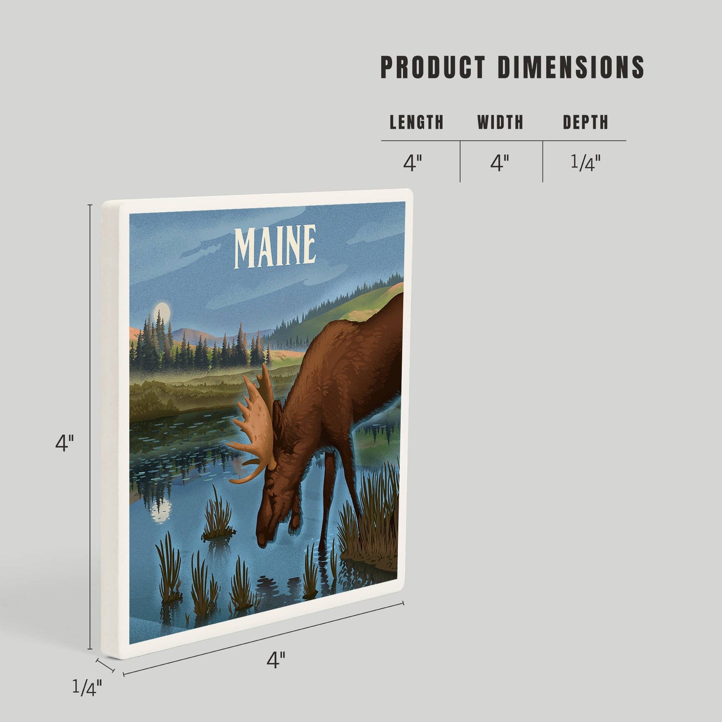 Coaster - Ceramic - Maine - Lithograph Reflection Pond & Moose