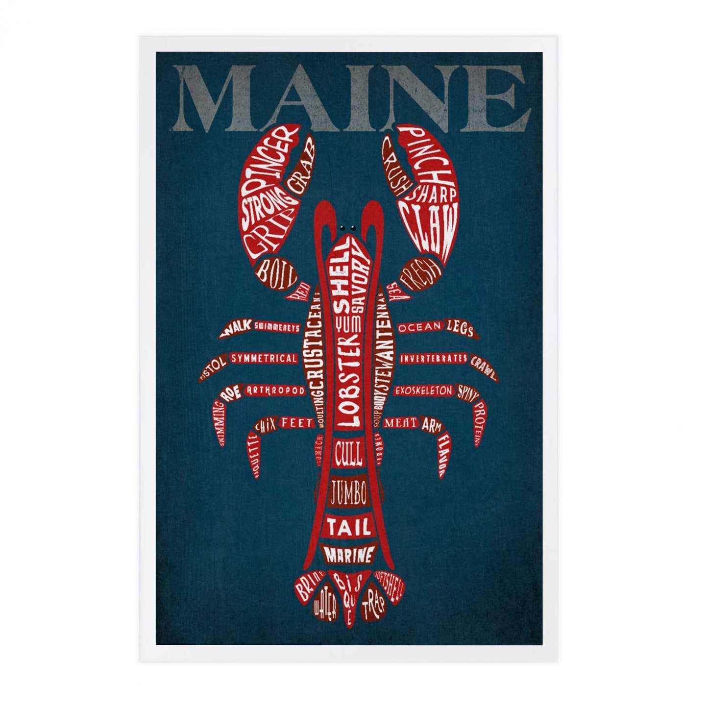 Postcard - Maine - Red Lobster Typography