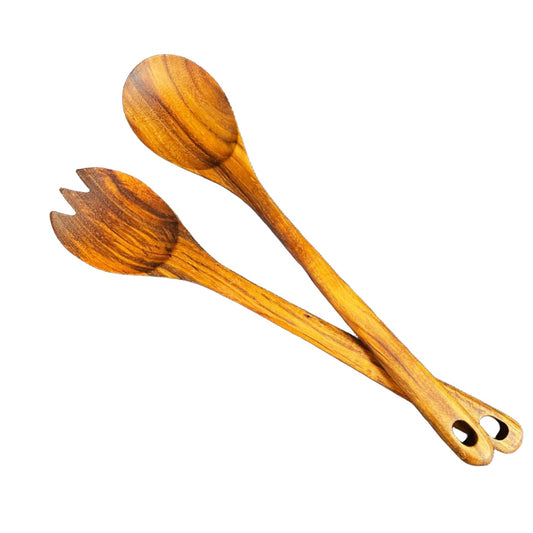 Rustic Handle Wooden Utensil Salad Set