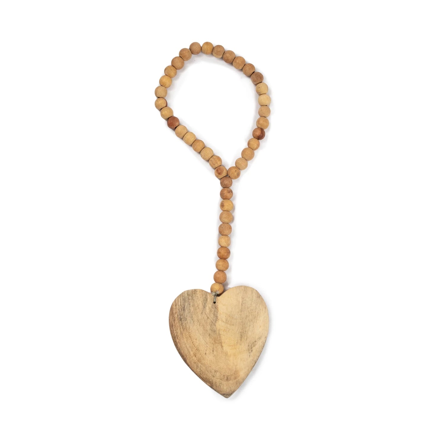 Sugarboo - Small Heart on Natural Wood Bead Strand