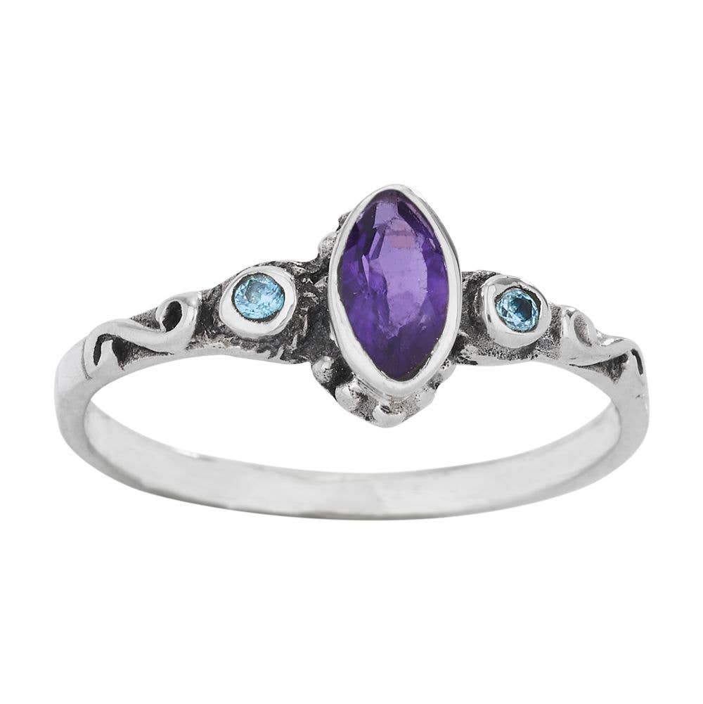 Perfect Pairing Amethyst And Blue Topaz Ring