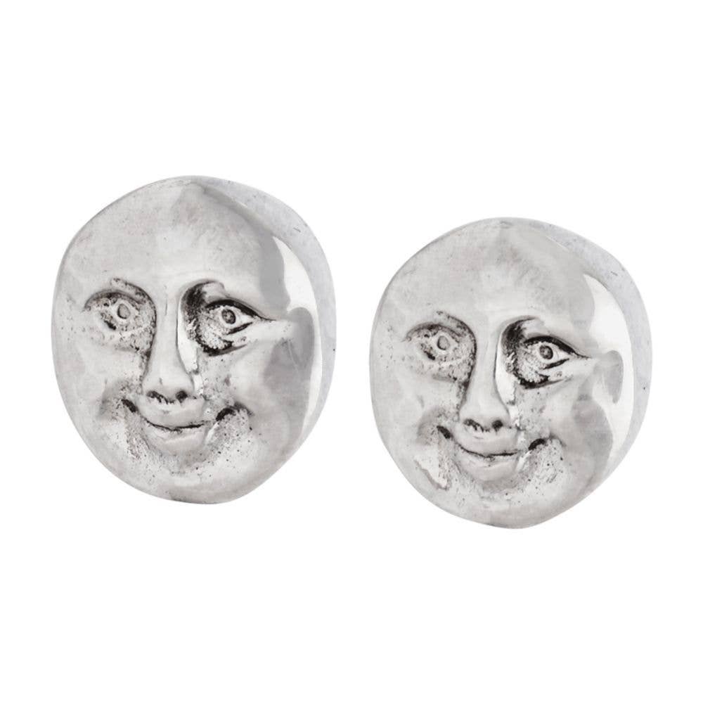 Portrait In The Moon Sterling Silver Studs