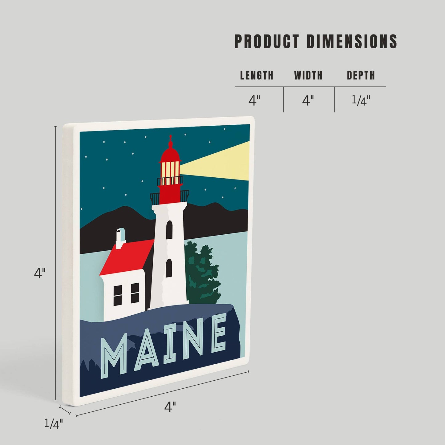 Coaster - Ceramic - Maine - Lighthouse, Vector Style