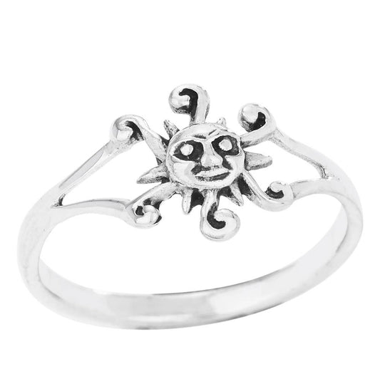 Swirly Ray Sun Sterling Silver Ring