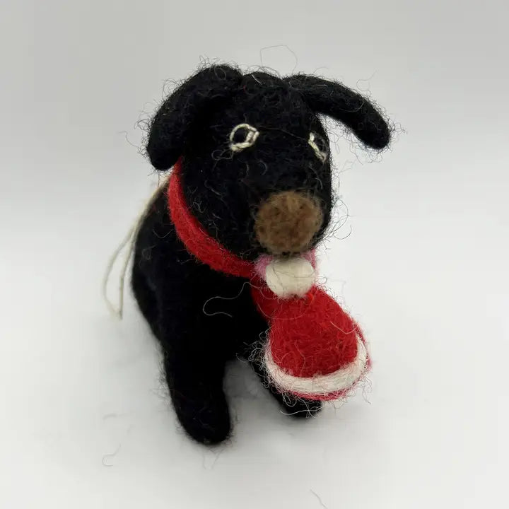 Ornament - Felt - Black Lab w Hat