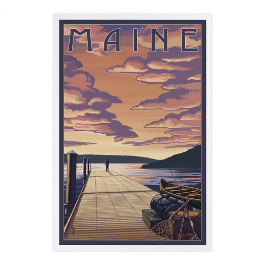 Postcard - Maine - Dock Scene & Lake