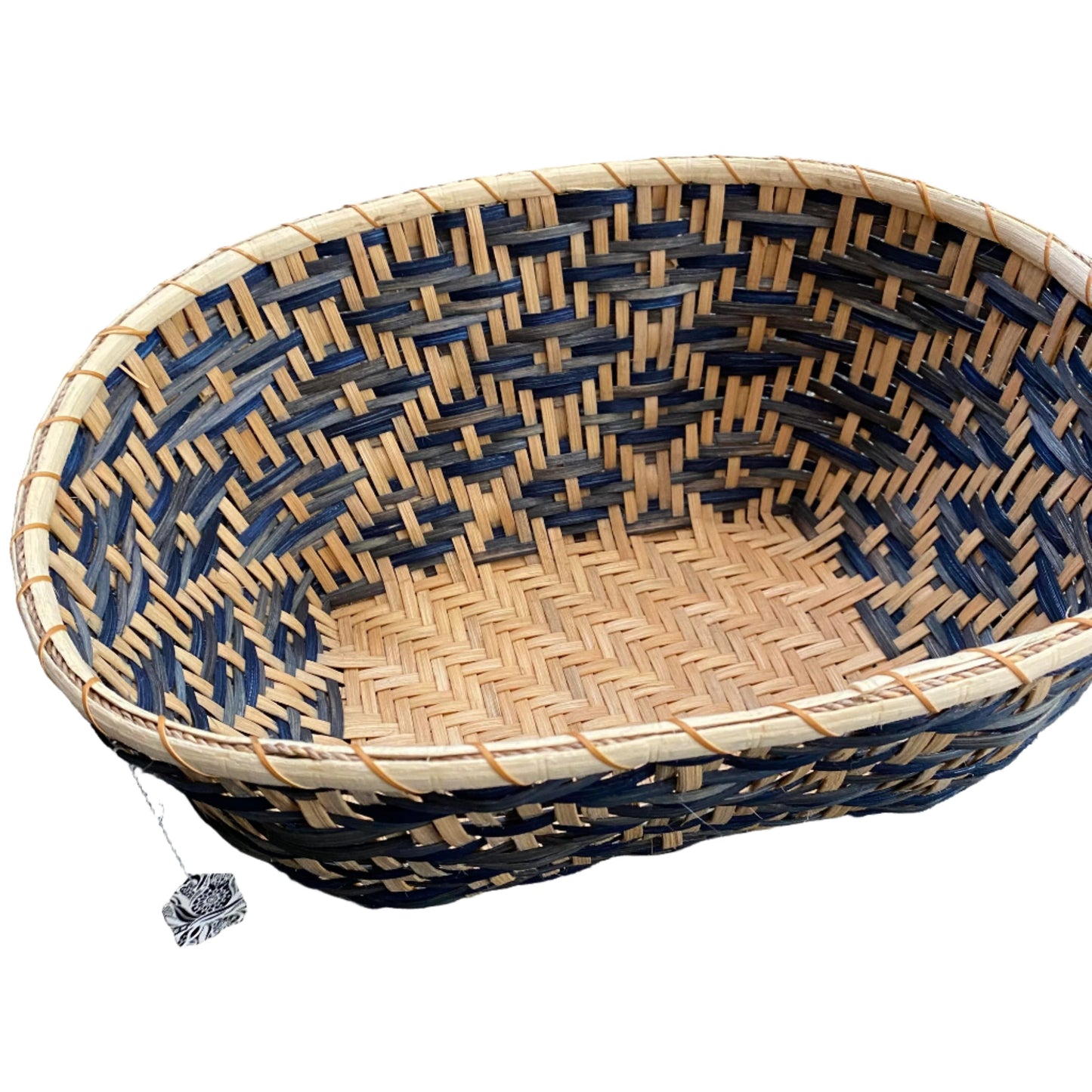 Handmade Basket - #288 - Blue & Tan Oblong